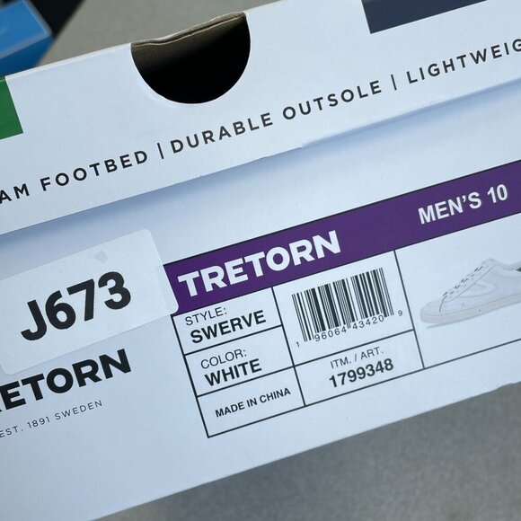 NEW Tretorn Swerve Men's Size 10 White & Green Sneakers Low top - Picture 8 of 8